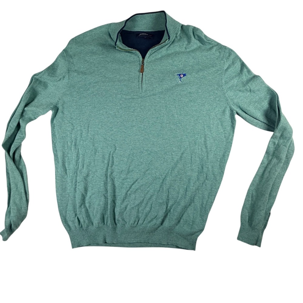 Johnnie-O Mens Bentgrass Green Heather Quarter Zip Pullover Sweater JMSW1260 M